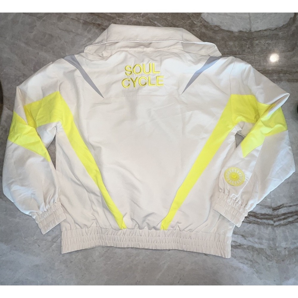 TEREZ Soul Cycle Women's Windbreaker  Jacket XS Beige Neon Yellow Reflective - Picture 6 of 7